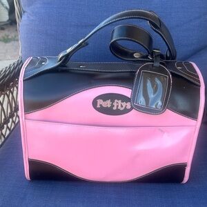 Pink and Black Dog Travel Bag with Luggage Tag
